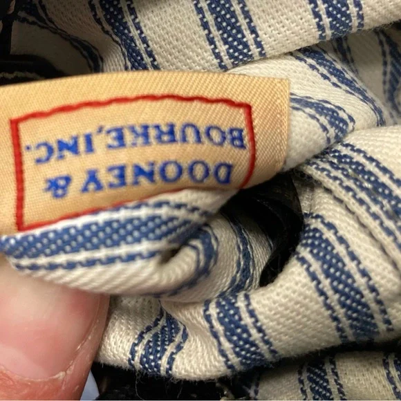 Dooney & Bourke textured tan and brown leather satchel. - Picture 10 of 11